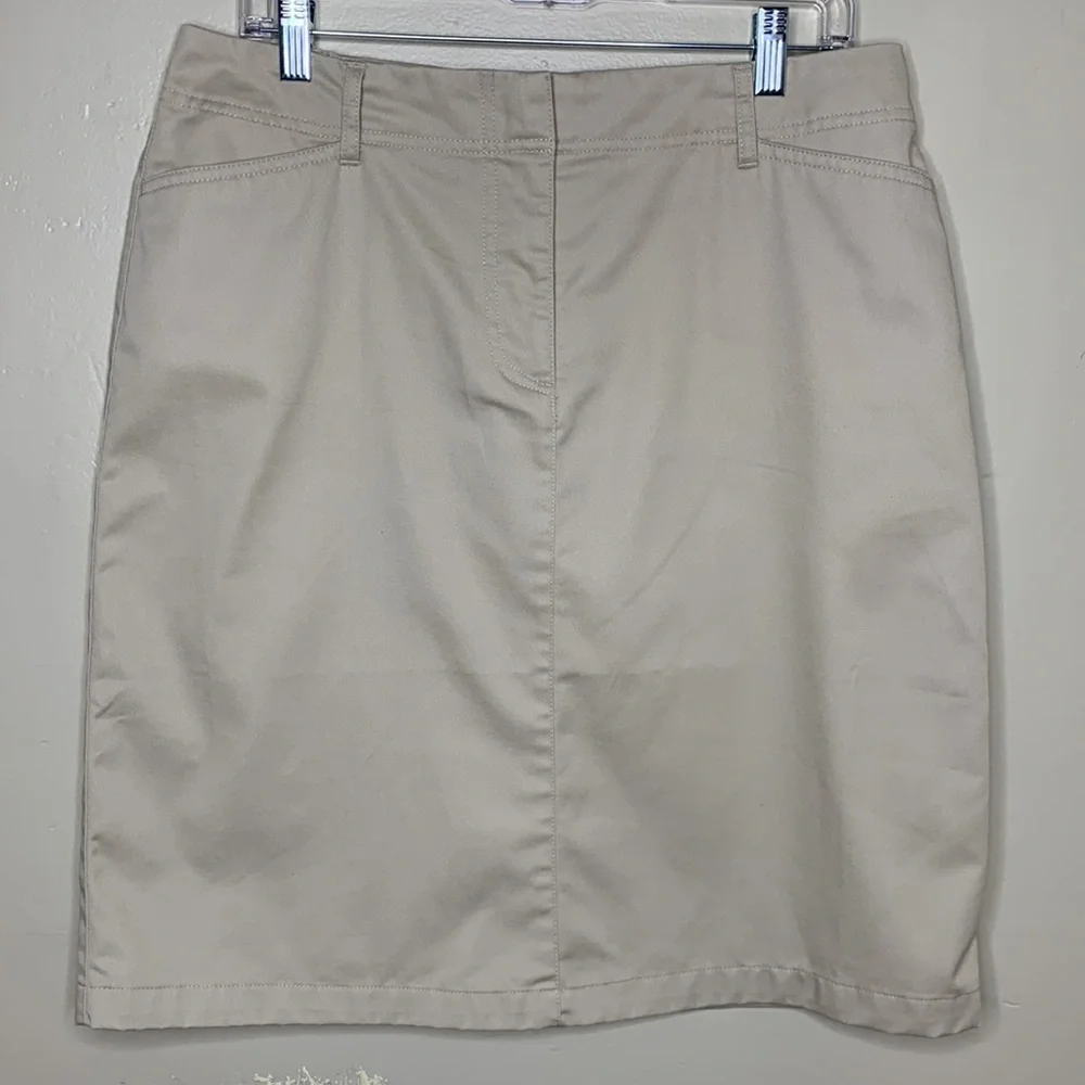 LANDS END Skirt Tan Normcore Cotton Blend Casual Straight Basic Neutral 12P